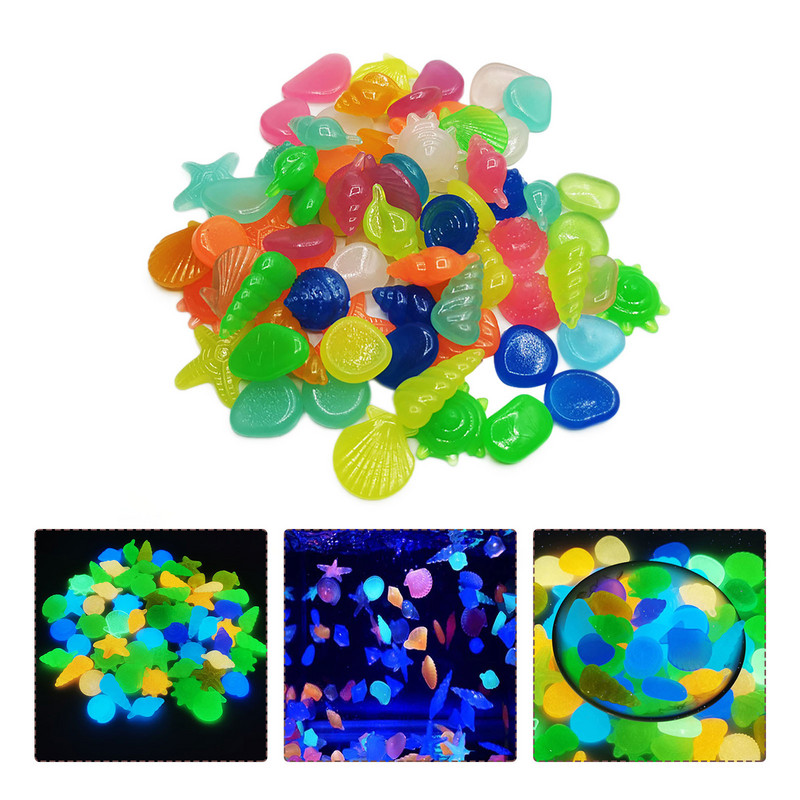 Pietre luminoase care strălucesc în întuneric Pietricele strălucitoare Gazon rezervor de pește Acvariu Grădină Curte Pietre luminoase decorative în aer liber