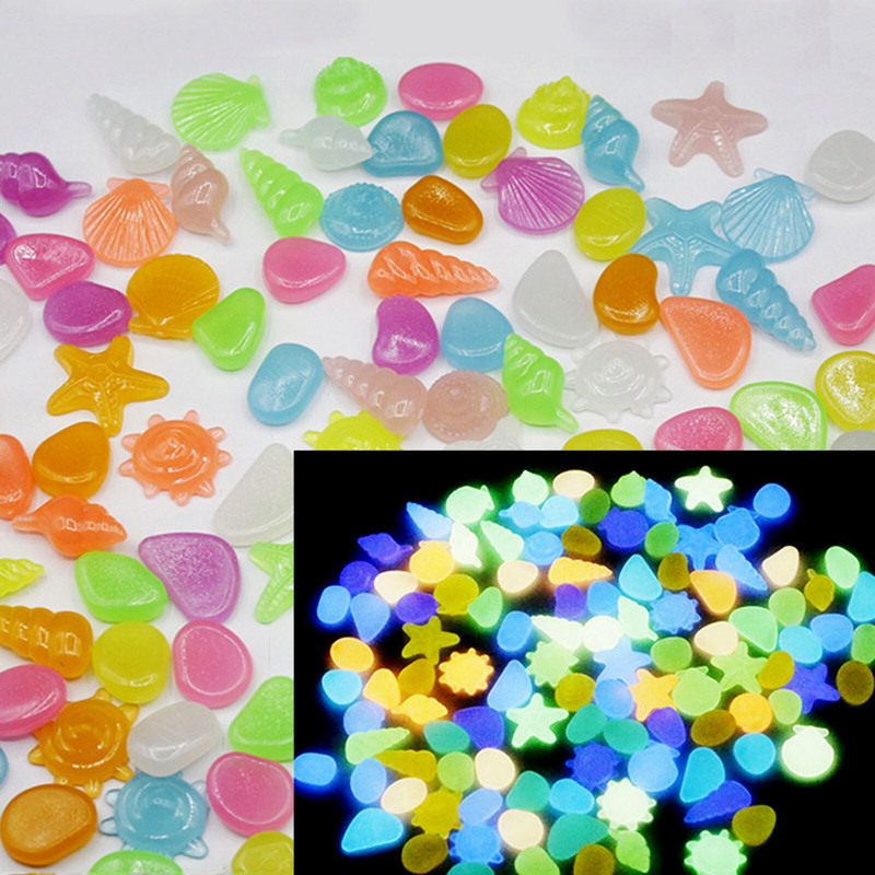 Pietre luminoase care strălucesc în întuneric Pietricele strălucitoare Gazon rezervor de pește Acvariu Grădină Curte Pietre luminoase decorative în aer liber
