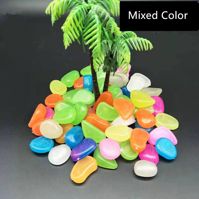 Lauko šviesūs akmenys šviečia tamsoje sode Akmenukai Akvariumo Dekoracija Akvariumo Akvariumo mišinio spalva 50vnt/maišelis