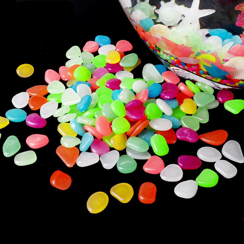 Lauko šviesūs akmenys šviečia tamsoje sode Akmenukai Akvariumo Dekoracija Akvariumo Akvariumo mišinio spalva 50vnt/maišelis