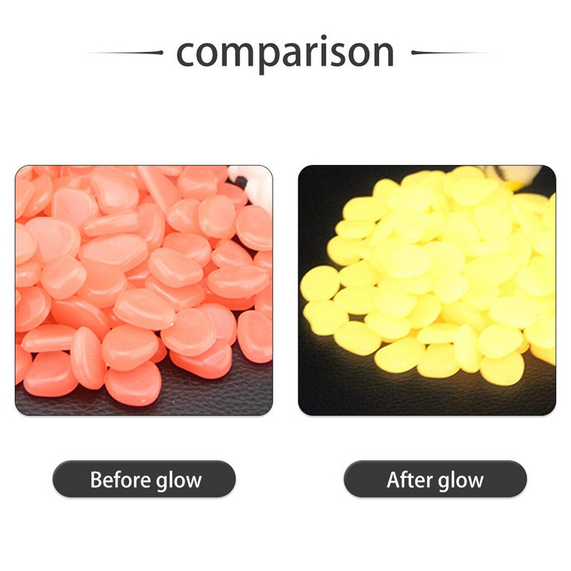 100 vnt. žėrintys akmenys dekoracijoms Žuvis akvariumas Šviečiantis akmuo Vidinis lauko sodo akmenys Uolos švyti tamsoje akmenukai