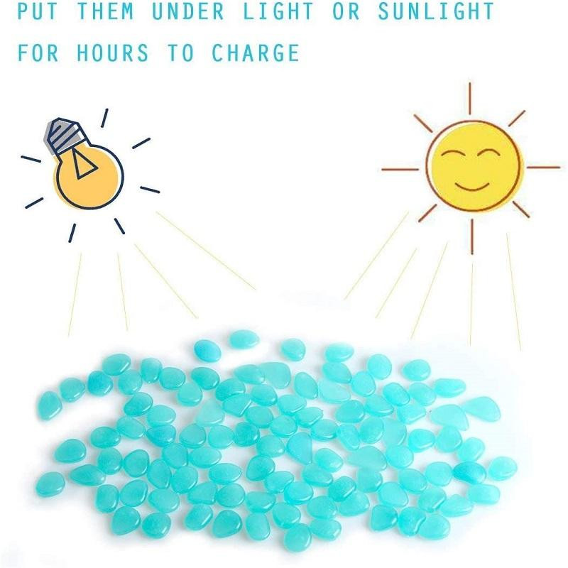 500 vnt. Sodo švytėjimas tamsoje Šviečiantys akmenukai takams Augalai Akvariumo dekoras Švytintys akmenys Akvariumo sodo puošmena