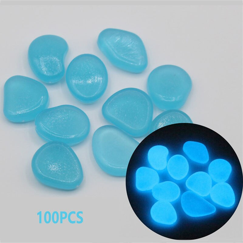100 bucăți piatră luminoasă 20-30 mm rășină care strălucește în întuneric pietricele decorative pentru grădină mică, rezervor de pește, pentru exterior, interior, casă