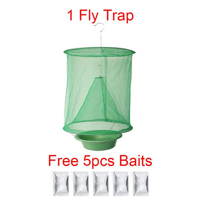 Ūkinė musių gaudyklė su nemokamais 5 vnt jaukų lauke daugkartinio naudojimo musių gaudykle Kenkėjų vabzdžių gaudyklė rančoje šeimos restoranui musių gaudyklės narvelio tinklelis