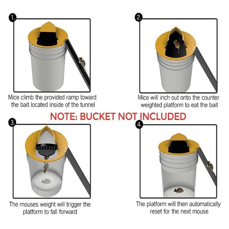 Capcană reutilizabilă pentru șoareci Flip and Slide Captură pentru șobolani Trapper uman pentru șoareci Se potrivește ucigașului de șobolani pentru grădină/Bucătărie/Mansarda/Depozitare