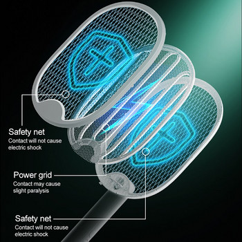 Πτυσσόμενο ηλεκτρικό κουνουπιοκτονία Fly Swatter Παγίδα USB Επαναφορτιζόμενη ρακέτα κουνουπιών Εντομοκτόνο με UV Light Bug Zapper 3000V