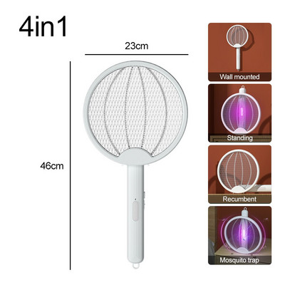 Kokkupandav elektriline moskiitotapja kärbsepüünis, USB laetav sääsereketiga putukatõrje UV-valgusega 3000 V