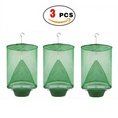 3 buc. Cușcă reutilizabilă agățată pentru capcană de muște, cușcă pliabilă pentru ucigaș de muște, pentru controlul dăunătorilor, cușcă pentru exterminator, instrumente de grădinărit pentru acasă