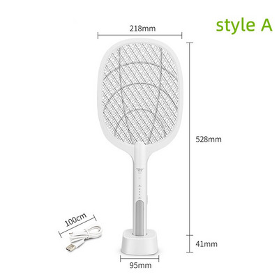 Mosquito Swatter Fly Zapper Racket 2 in 1 su purpurine lempa Seduction Trap Zapper USB įkraunamas vabzdžių gaudyklė kokybiškas miego įrankis
