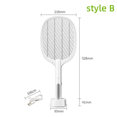 Mosquito Swatter Fly Zapper Racket 2 in 1 su purpurine lempa Seduction Trap Zapper USB įkraunamas vabzdžių gaudyklė kokybiškas miego įrankis