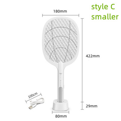 Mosquito Swatter Fly Zapper Racket 2 in 1 su purpurine lempa Seduction Trap Zapper USB įkraunamas vabzdžių gaudyklė kokybiškas miego įrankis
