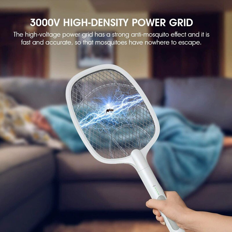 Mosquito Swatter Fly Zapper Racket 2 in 1 su purpurine lempa Seduction Trap Zapper USB įkraunamas vabzdžių gaudyklė kokybiškas miego įrankis