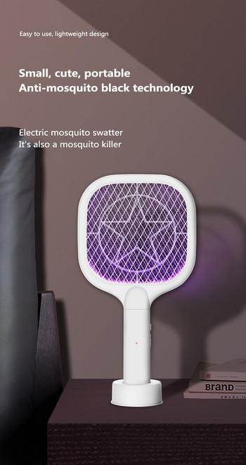 Νέο Electric Smart 2 σε 1 Insect Swatter Recharge Κουνουπιών Fly Bug Killer Trap Λαμπτήρας Οικιακής Ηλεκτρικής Χειροποίητης Ζάπερ