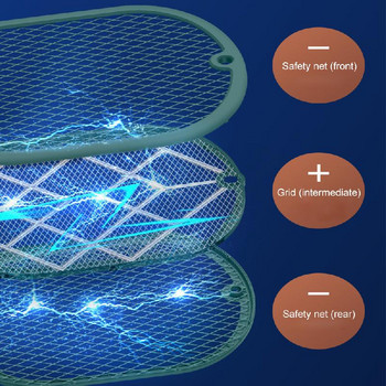 Ρακέτα κουνουπιών Fly Zapper 2 σε 1 με παγίδα αποπλάνησης μωβ λάμπα Zapper USB Επαναφορτιζόμενο εργαλείο Sleep Swatter Swatter USB