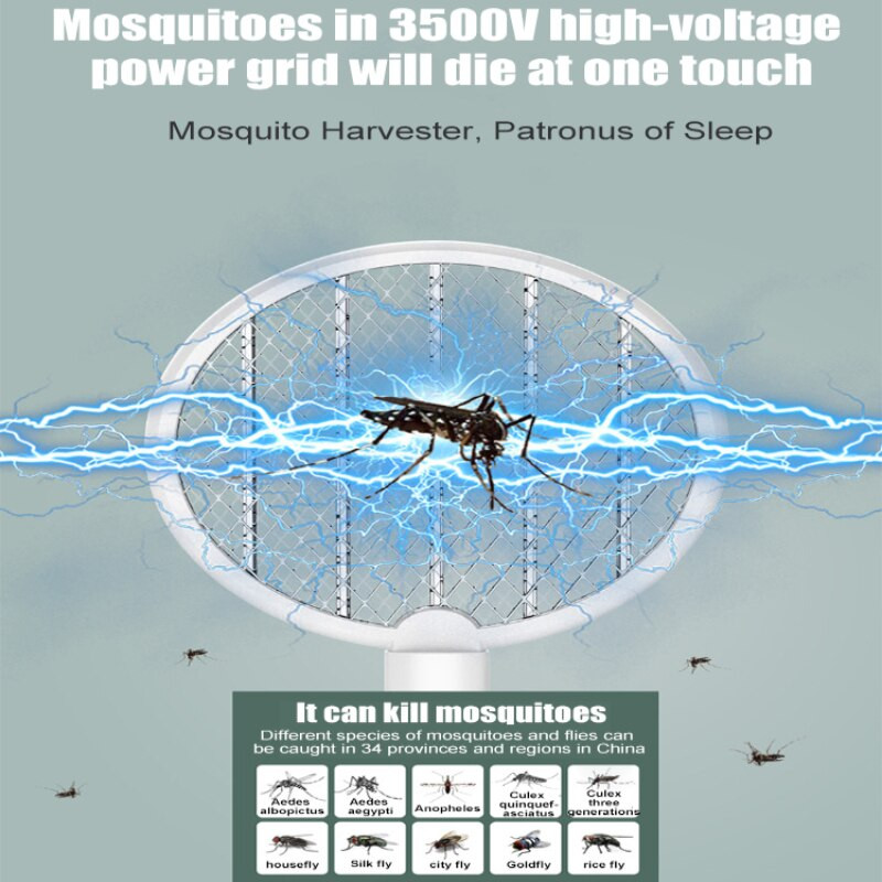 Rachetă electrică pentru insecte 2-în-1 USB 4000V Zapper Zapper Reîncărcabil prin USB Swatter pentru țânțari de vară Kill Fly Bug Zapper Killer Capcană