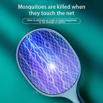 Електрическа ловка за комари 3500V Mosquito Killer USB акумулаторна 3-слойна мрежа Летен капан за комари Ракета против насекоми Bug Zapper