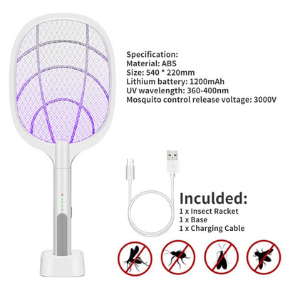 3000V Mosquito Killer Racket Electric Insect Racket Swatter Zapper USB акумулаторна Mosquito Swatter Fly Bug Zapper Killer Trap