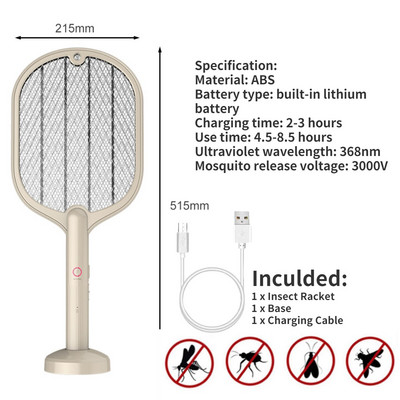 3000V Mosquito Killer Racket Electric Insect Racket Swatter Zapper USB акумулаторна Mosquito Swatter Fly Bug Zapper Killer Trap