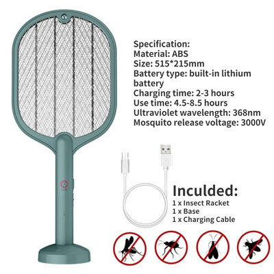 3000V Mosquito Killer Racket Electric Insect Racket Swatter Zapper USB акумулаторна Mosquito Swatter Fly Bug Zapper Killer Trap