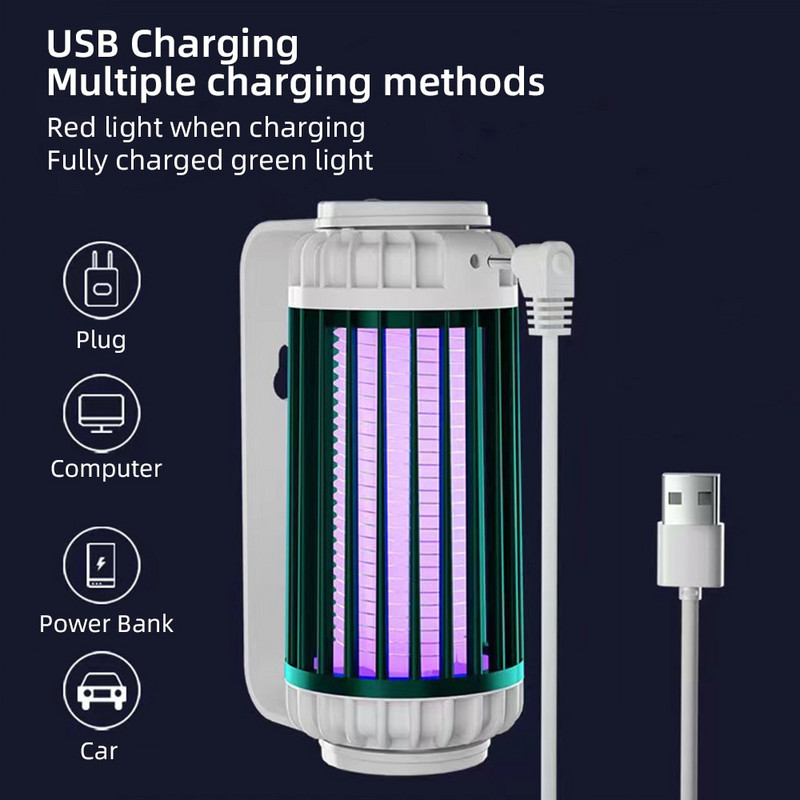 Uodų žudymo lempa Elektros šoko fotokatalizatorius Vabzdžių lempos Namams Lauko Atbaidymo nuo uodų USB įkraunamas muselių užtrauktukas