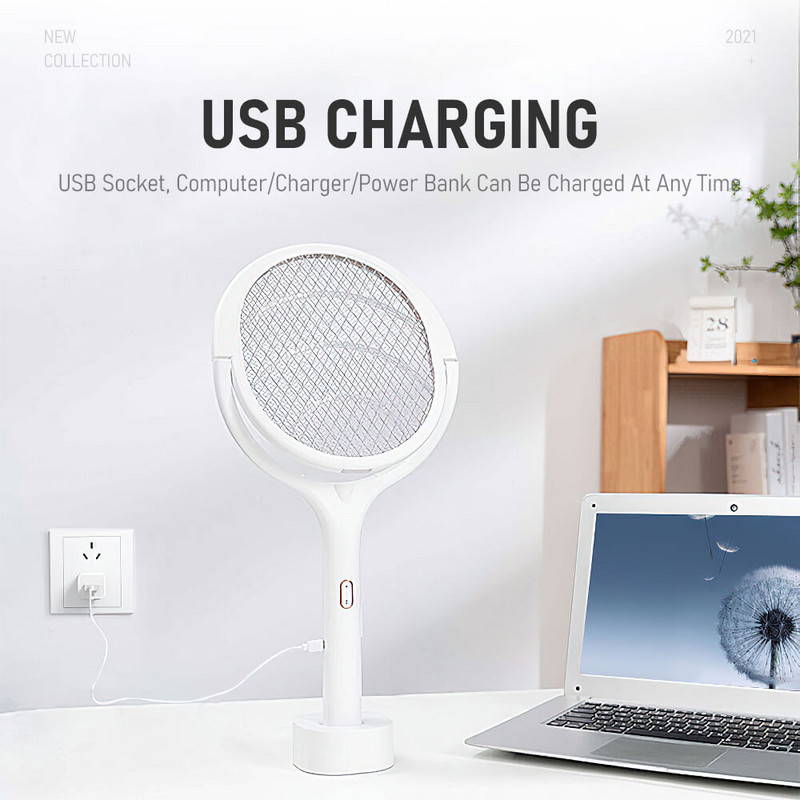 Нова въртяща се на 90 градуса лампа за унищожаване на комари Електрически шок UV светлина USB зареждане Bug Zapper Капан Мухи Лятна мухобойка