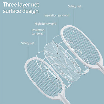 3000 V 1200 mAh Електрически убиец на комари с UV лампа USB акумулаторен капан за буболечки Лятна мухобойка Ракетка за домашни насекоми