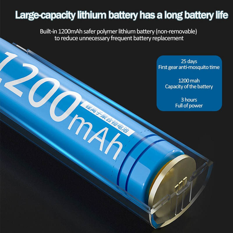 Elektrický zabijak komárov 3000V 1200mAh s UV lampou, nabíjateľný USB, letný zabijak much, domáca raketa na hmyz, lapač na hmyz