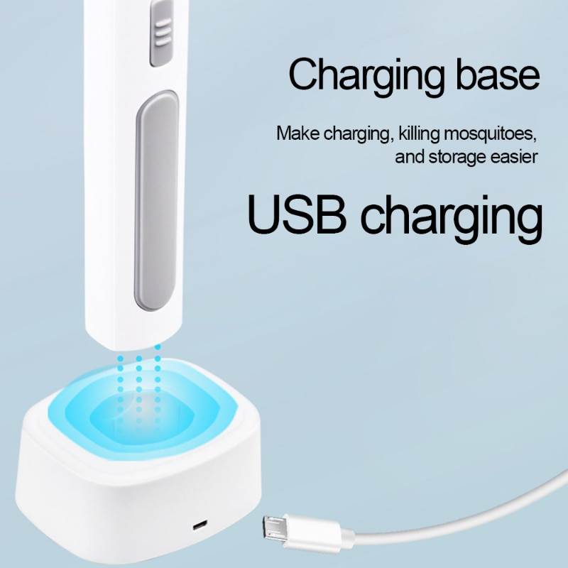 3000 V elektrinė musės raketė, USB įkraunama su įkrovimo baze, uodų vabzdžių užmušimo naikintuvas su UV šviesa miegamajam