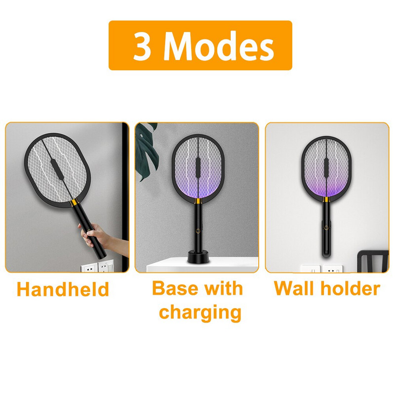 5 ÎN 1 3000V Lampă electrică pentru ucigaș de țânțari pentru ucigaș de țânțari, reîncărcabilă prin USB, zăpăcitor de muște, anti țânțari, liliac