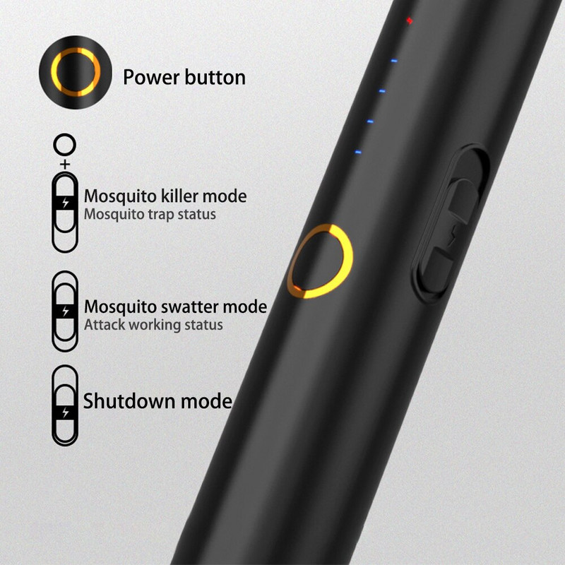 5 ÎN 1 3000V Lampă electrică pentru ucigaș de țânțari pentru ucigaș de țânțari, reîncărcabilă prin USB, zăpăcitor de muște, anti țânțari, liliac