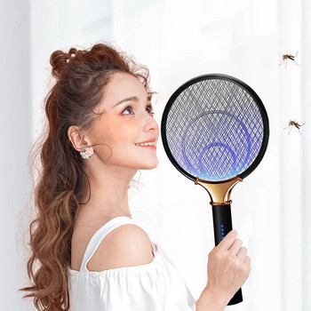 1200mAh електрическа ловка за комари LED акумулаторна защита против мухи, капан за убиец на насекоми, ракета за насекоми Продукт за борба с вредителите