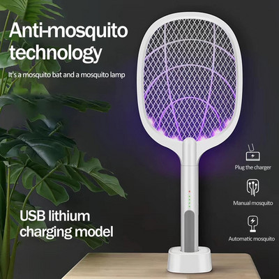 2 в 1 LED акумулаторна електрическа пръчка Fly Mosquito Racket Bug Zapper Insects Killer Домакинство против комари Baby Protect