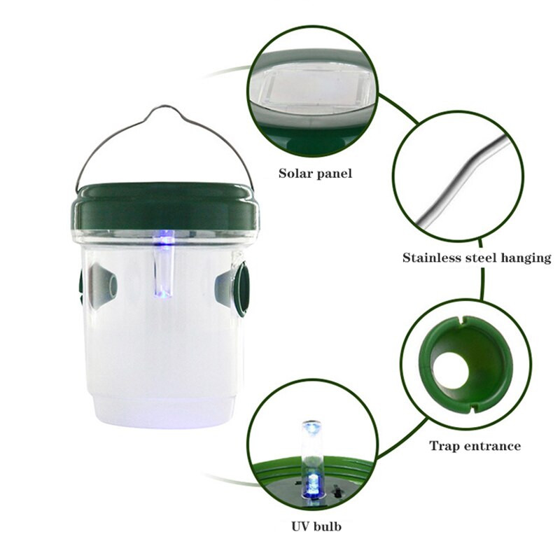 Solarna LED rasvjeta, zamka za muhe, zamke za ose, zamke za ubojice muha, zamke za vanjske hvatače insekata za višekratnu upotrebu, viseće zamke za pčele, alat za kontrolu štetočina