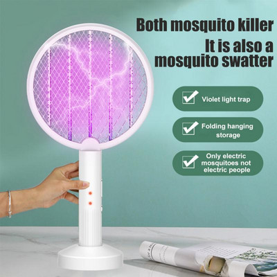 3500V електрическа буболечка Flies Swatter Killer с UV светлина USB акумулаторна LED лампа Лятна капан за комари Ракета против насекоми