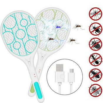 USB акумулаторна електрическа ракета за битови насекоми, ръчна ракета за насекоми, убиец, буболечки, комари, ръчна ракета
