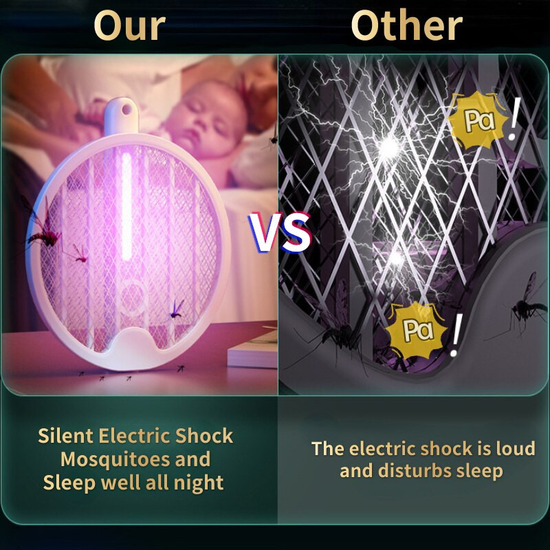 UV elektrinis vabzdžių gaudyklė su USB įkraunama uodų naikintuvo lempa, sulankstoma musių gaudyklė su naktine šviesa namų sodui