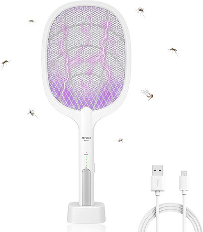 Bug Zapper Mosquito Killer Акумулаторна 3000Volt електрическа мухобойка и ракета за буболечки, ръчен Fly Zapper за дома и на открито