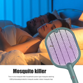 Електрическа ракета против комари UV лампа Fly Swatter USB Акумулаторна външна убиец на комари Bug Zapper Trap за домашна лампа против комари