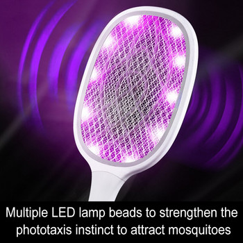 LED 2 в 1 електрически електрически капан за насекоми ракета мухобойка запер USB лампа светлина акумулаторна лампа против комари лято