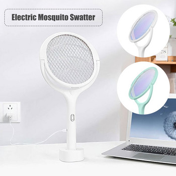 Въртяща се на 90 градуса електрическа лампа за мухобойка Електрически шок Акумулаторна ракета Fly Zapper USB зареждане Mosquito Fly Killer