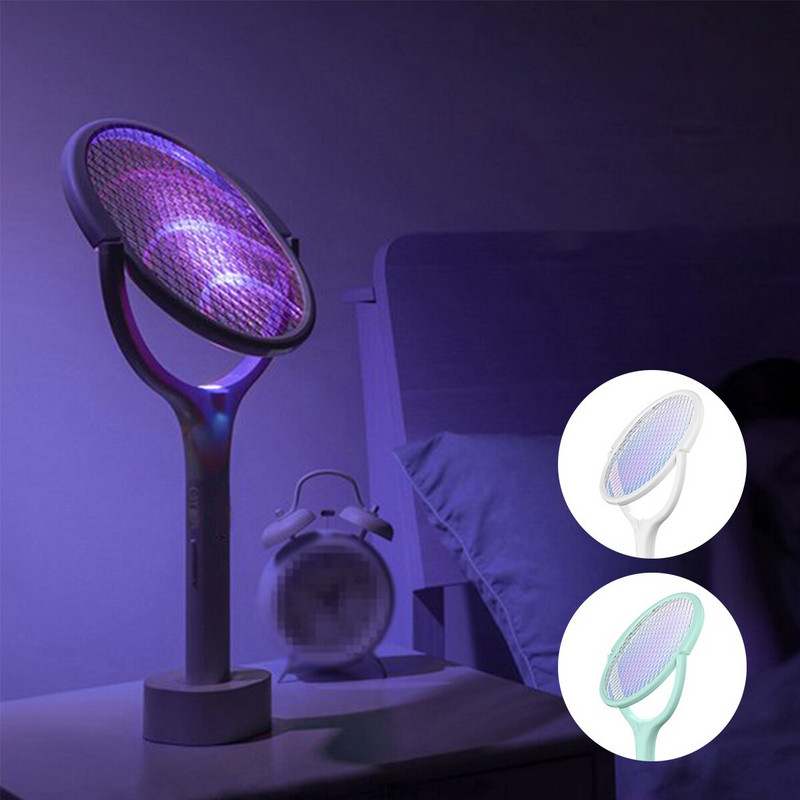 Elektrická lapač much s otočením o 90 stupňov, elektrický šok, nabíjateľná raketa na muchy, nabíjanie cez USB, lapač komárov a much.