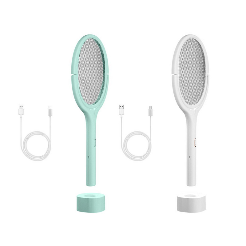 Elektrická lapač much s otočením o 90 stupňov, elektrický šok, nabíjateľná raketa na muchy, nabíjanie cez USB, lapač komárov a much.