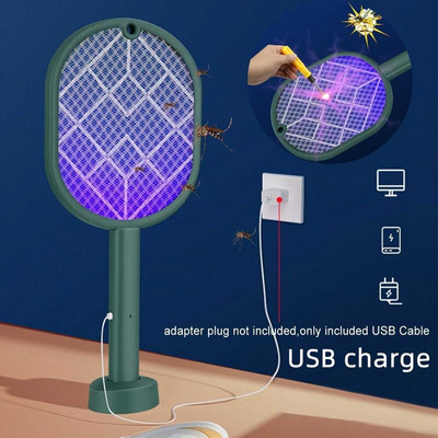 Ηλεκτρικό κουνουπιοκτόπιο 2 σε 1 με πορφυρό φως USB 3000V Επαναφορτιζόμενο Bug Zapper Προστασία καλοκαιριού ύπνου Bug Swatter Swatter Trap