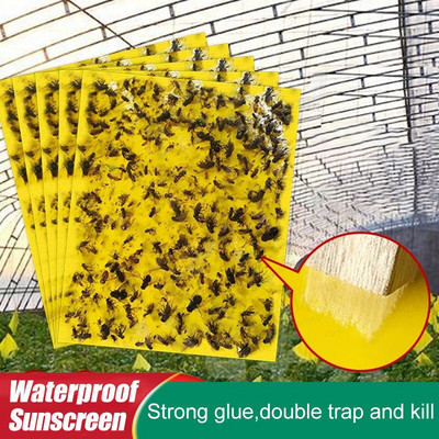 Placă de insecte lipicioasă Păcător de muște puternic galben albastru Foaie de autocolante pentru seră pentru combaterea dăunătorilor insecticid Bandă adezivă cu două fețe