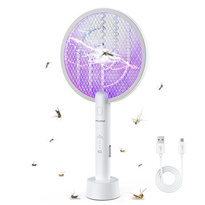 AISITIN 2 v 1 raketa na hubenie hmyzu, elektrická raketa na muchy 3000 V s batériou 1200 mAh, 3-vrstvová lampa na zabíjanie komárov, vnútorná