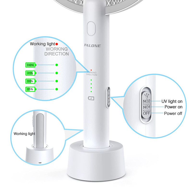 AISITIN 2 v 1 raketa na hubenie hmyzu, elektrická raketa na muchy 3000 V s batériou 1200 mAh, 3-vrstvová lampa na zabíjanie komárov, vnútorná