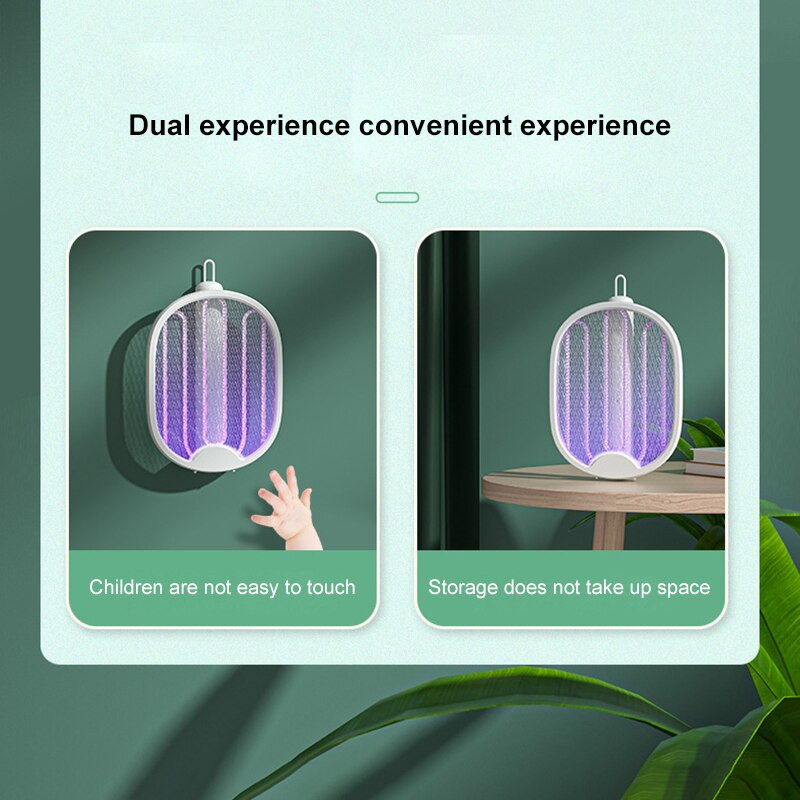 Sulankstomas elektrinis uodų naikintuvas 4 IN 1 prie sienos tvirtinamas įkraunamas uodų musių raketė, reguliuojamas vabzdžių užtrauktukas nuo uodų