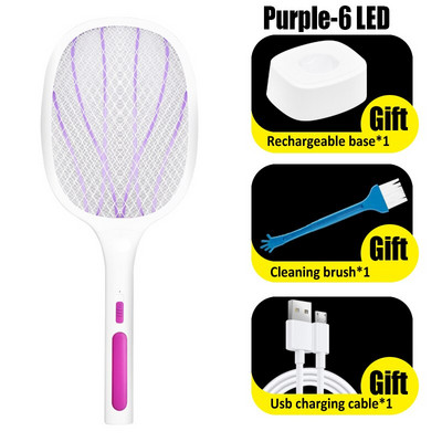 3000 V 10/6 LED lempa nuo uodų žudymo su UV lempa USB 1200 mAh USB vabzdžių užtrauktukas vasaros vabzdžių gaudyklė namų vabzdžių raketė