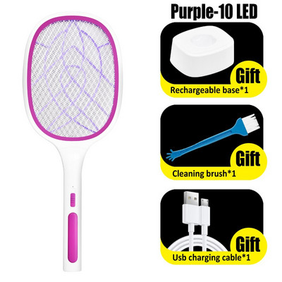 3000 V 10/6 LED lempa nuo uodų žudymo su UV lempa USB 1200 mAh USB vabzdžių užtrauktukas vasaros vabzdžių gaudyklė namų vabzdžių raketė