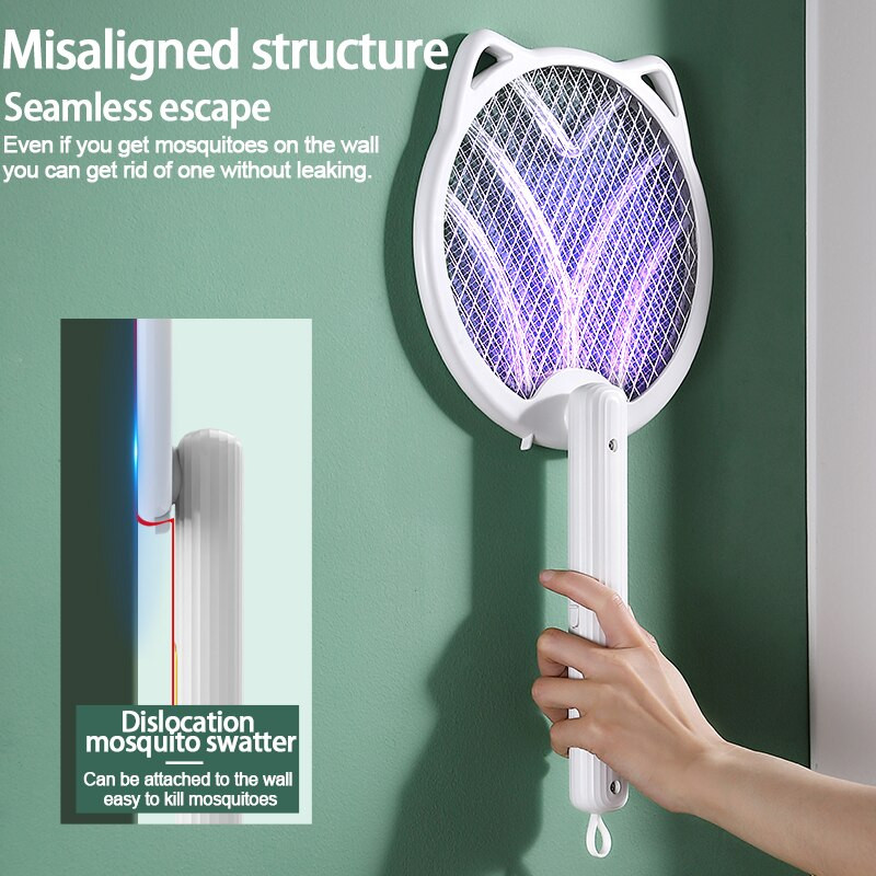Elektrická plácačka na komáre Skladací zabijak proti komárom pre mačky, šokový odpudzovač komárov, hmyz, pasce na komáre, obývacia izba, interiér